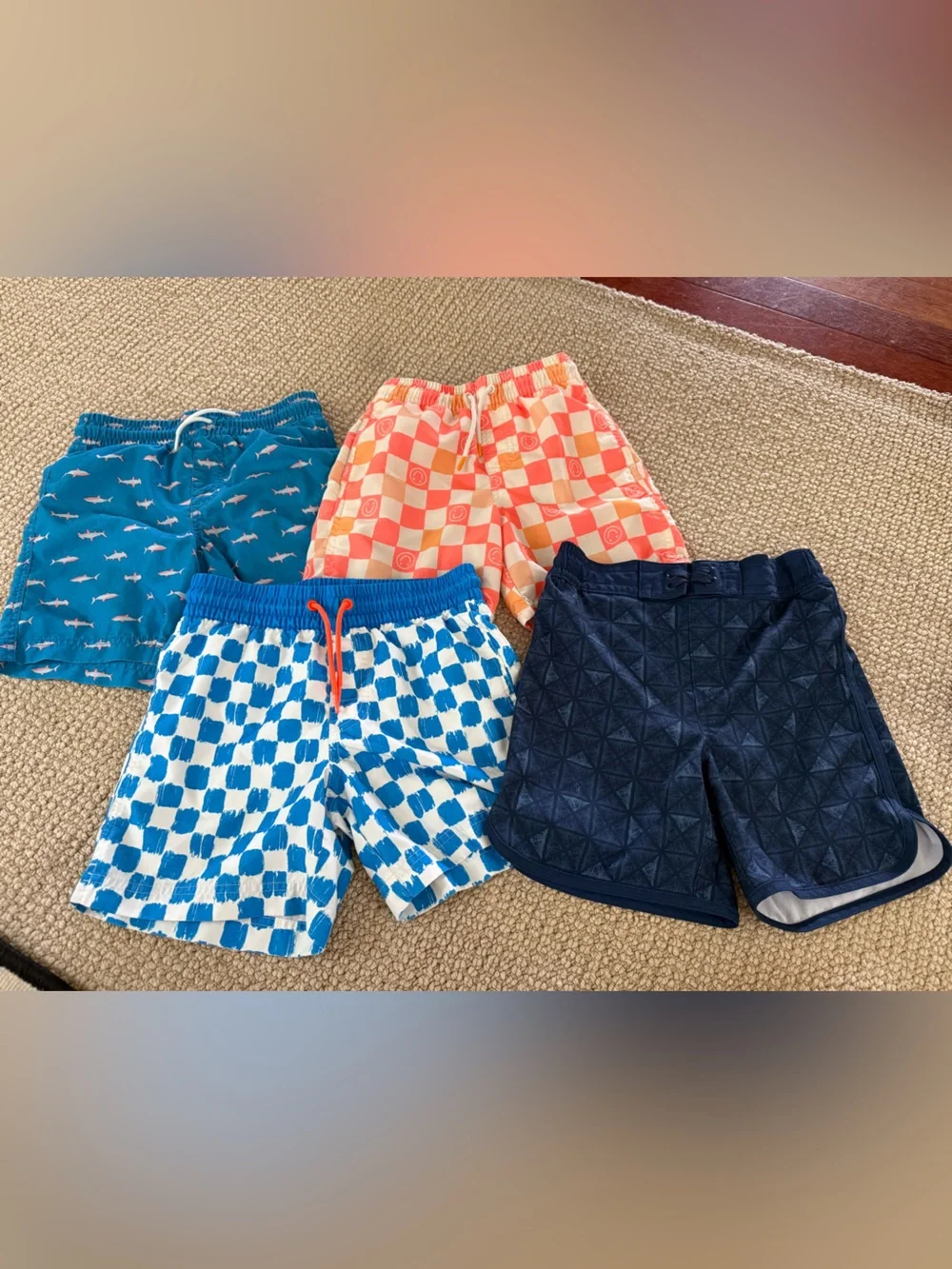 Old Navy Boys Blue, Navy, Teal & Orange Swim Trunks 4-Pack